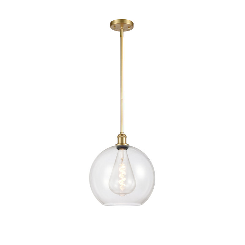 Luminaire suspendu sphère 1 lumière Cindi, H 14,38 po x l 11,75 po x P 11,75 po, Transparent, Or satiné