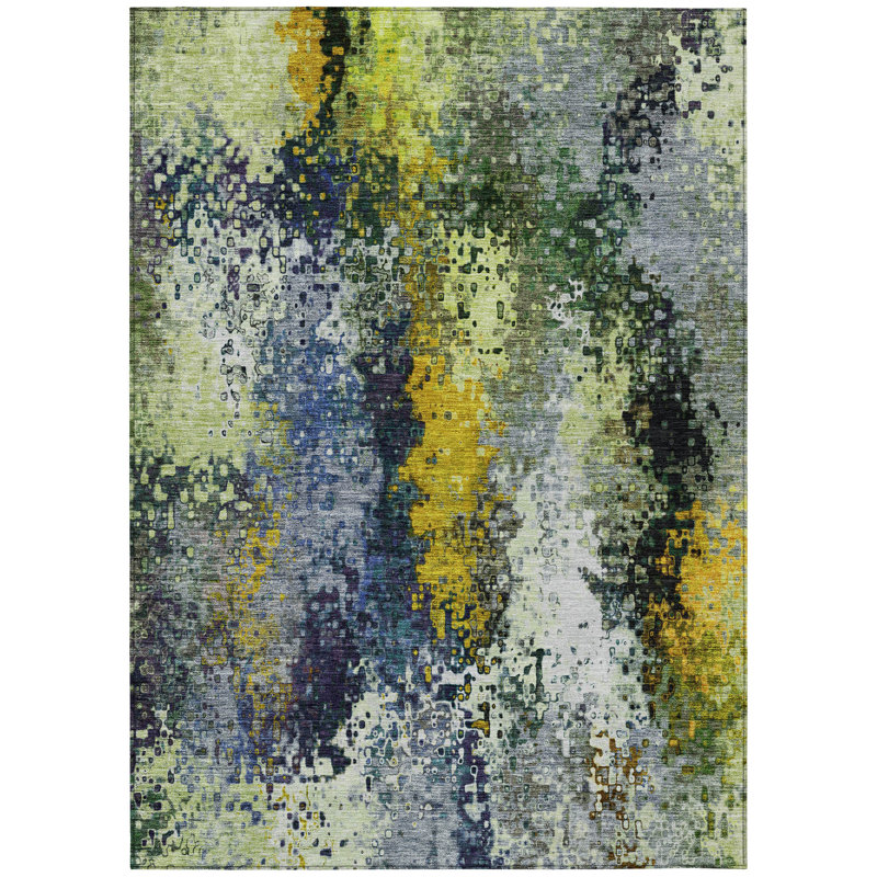 Machine Washable Indoor/Outdoor Boruta ACN2242 Abstract Rug, Rectangle 3' x 5'