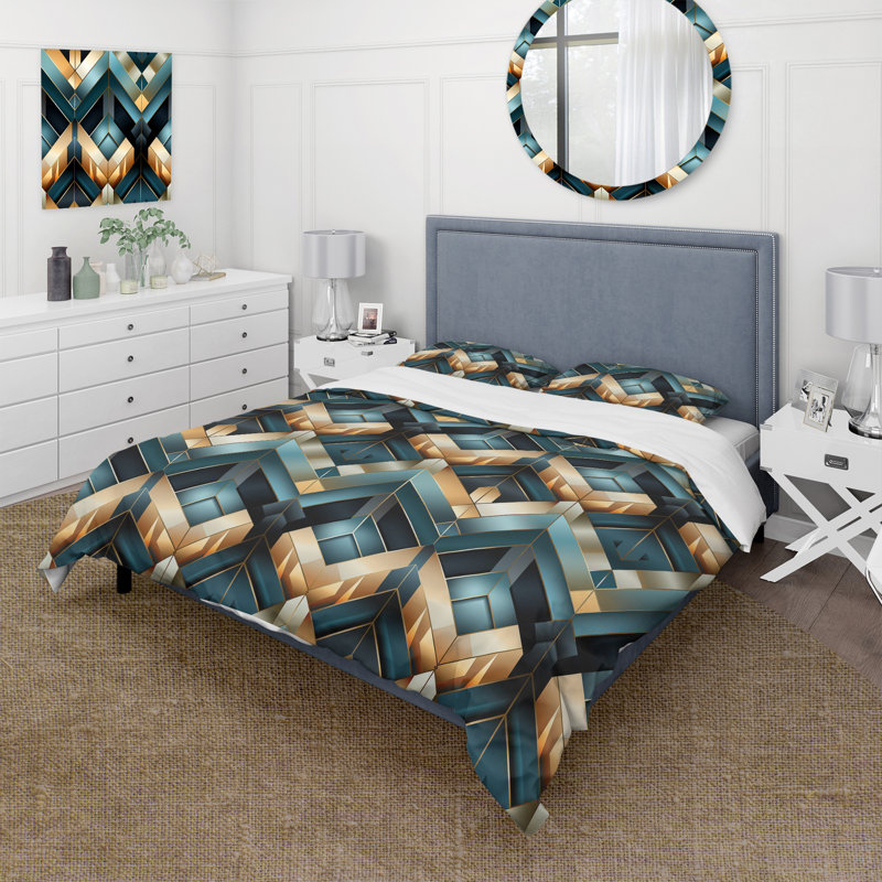 Ensemble de housse de couette à chevrons - Microfibre polyester, Housse de couette pour très grand lit et 2 très