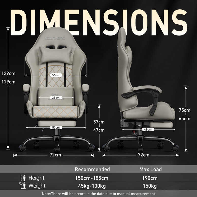 Metro Lane Adjustable Reclining Ergonomic Swiveling PC & Racing Game Chair with Footrest, Light Brown