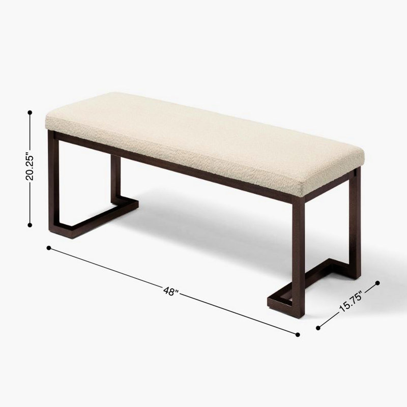 Banc rembourré blanc perle Pearl