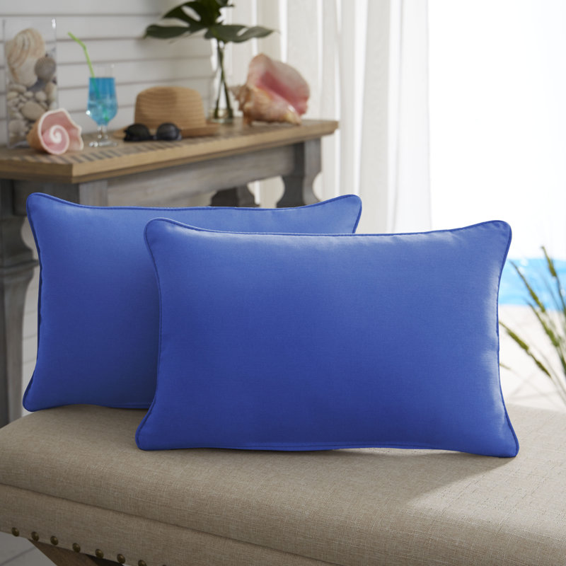 Outdoor Reversible Throw Pillow, 12" x 18", True Blue