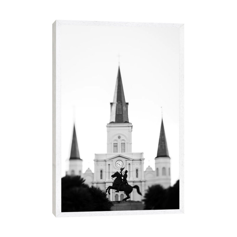 Jackson Square New Orleans by Ann Hudec - Print on Canvas, 101.6cm H x 66.04cm W x 3.81cm D, White Framed