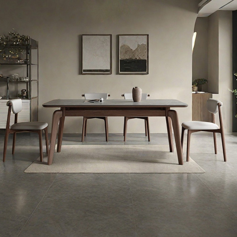 Modern light luxury rectangular dining table set, 29.5"H x 63"L x 31.5"W