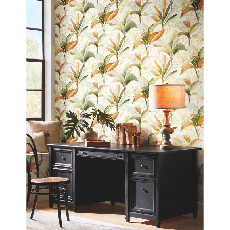 Papier peint floral Alard, Orange