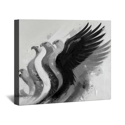 Monochrome Eagles Illustration Canvas Gallery Wrap in Many Sizes