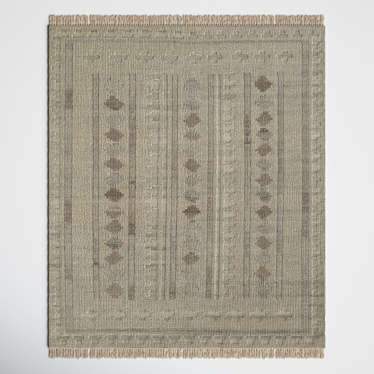 Otto Geometric Handwoven Wool/Cotton Ivory Area Rug
