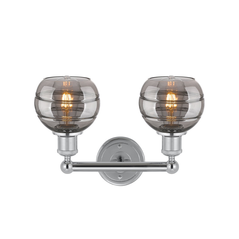 Éclairage pour meuble-lavabo à 2 lumières à intensité variable Natick, Gris fumée clair, Chrome poli
