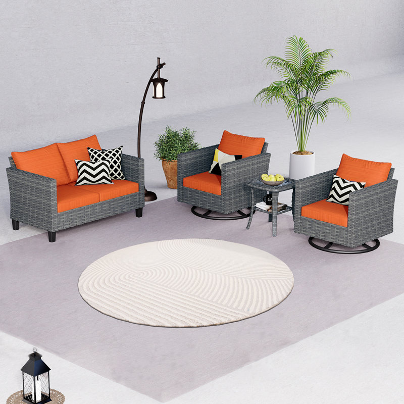 Ensemble de mobilier d'extérieur 7 pièces, Orange