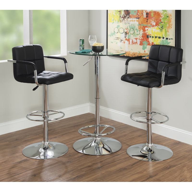 Aishvi 2 - Person Pedestal Dining Set, Black, Chrome