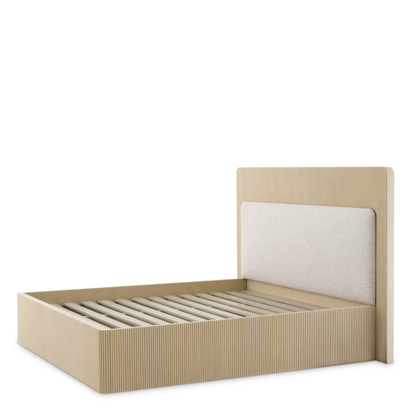 Dimitrios Upholstered Bed, Washed Oak/Durini Natural, Queen