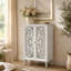 Armoire décorative 31,5 po de style campagne française avec portes doubles sculptées, blanc antique-62621467