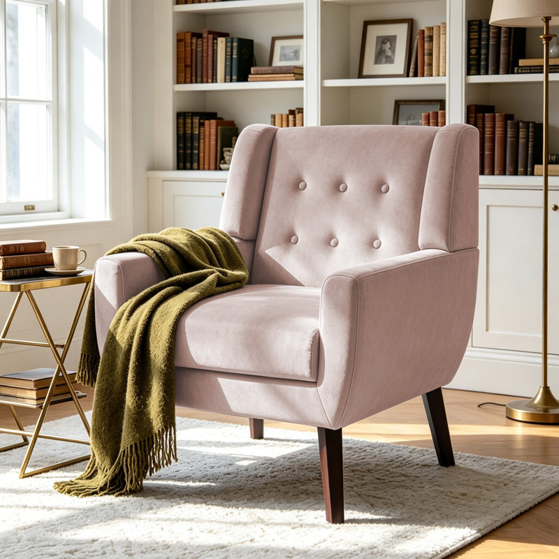 Fauteuil Jaqueze, Velours Rose Performance
