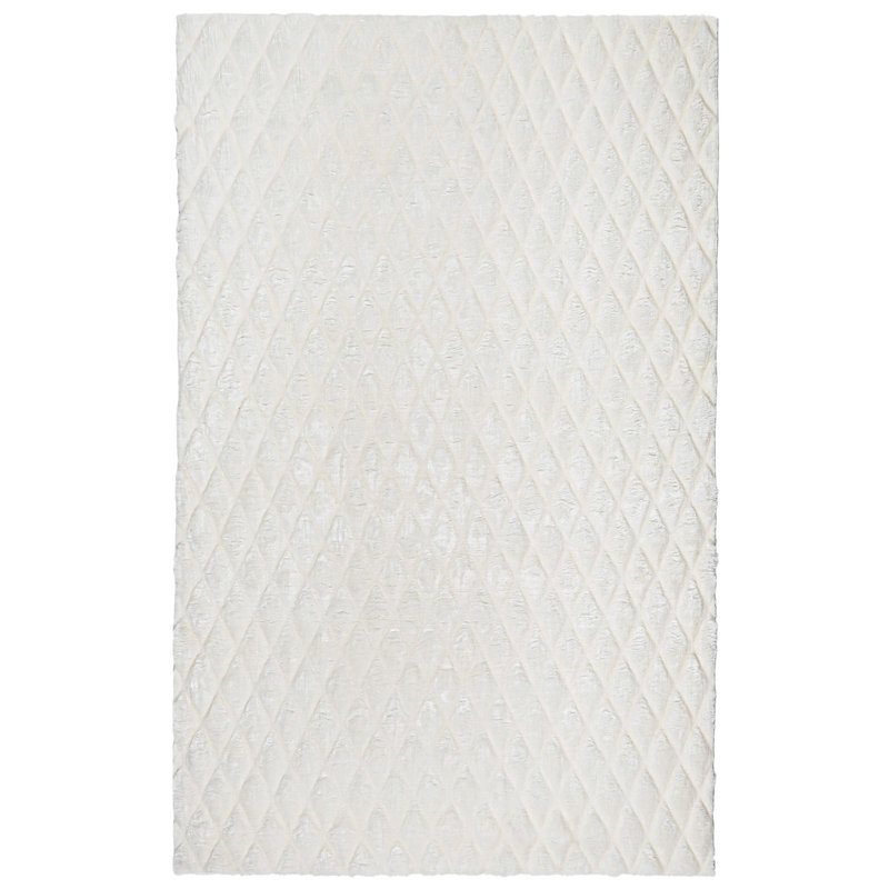 Tapis blanc rectangulaire en polyester tissé à la machine 2 pi x 3 pi 4 po Samons