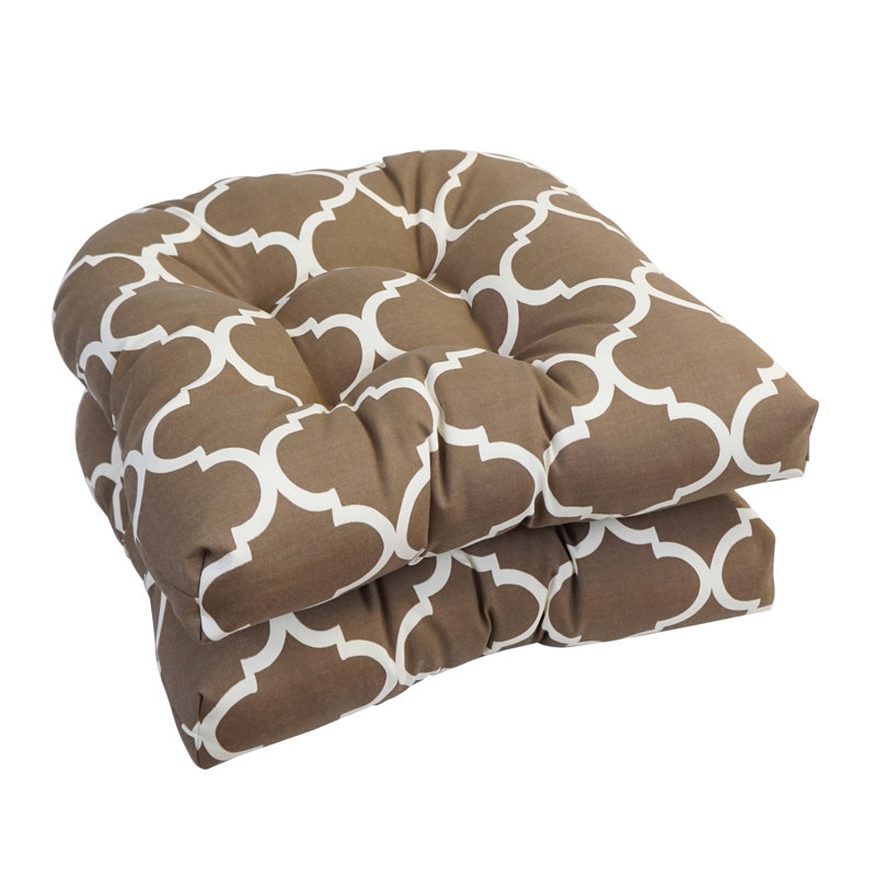Sihara Outdoor 5'' Dining Chair Seat Cushion, Brown/White