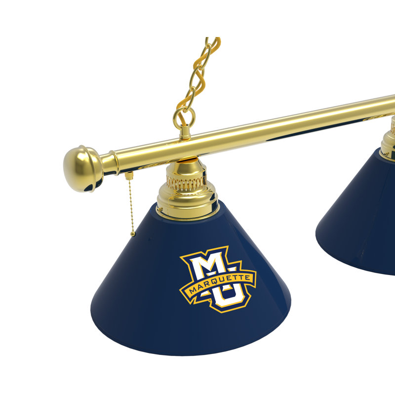 3 - Light Pool Table Lights Pendant, Brass, Marquette Golden Eagles
