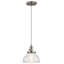 Luminaire suspendu en nickel brossé 1 lumière avec abat-jour en verre bullé transparent-1305748194