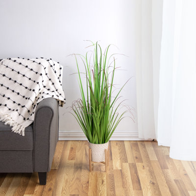 39" Potted Green and Red Artificial Onion Grass Plant Decoration