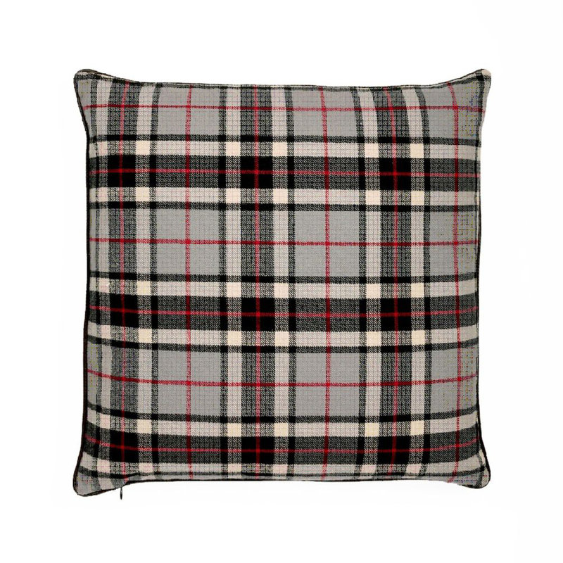 Coussin 100% coton Edinburgh, 26 po x 26 po, Brun / gris, Polyester/ Bourre en polyester