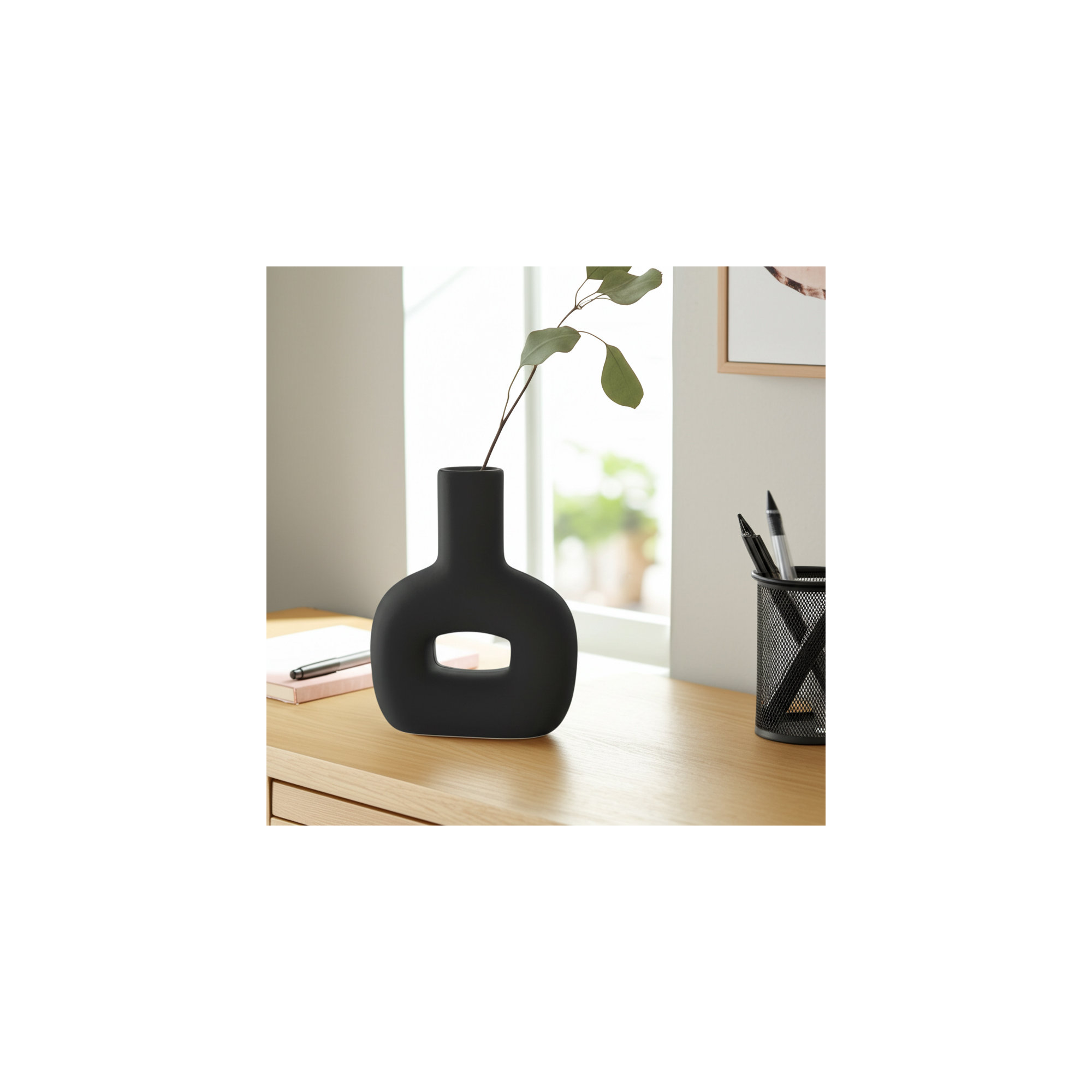 Sagebrook Home Rachael Artistic Modern Ceramic Vase, Black