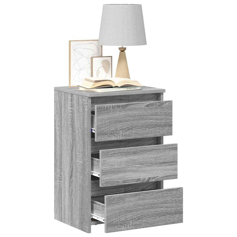 Cowlic Bed Cabinet 40x35x62.5 cm Engineered Wood, Grey, 2