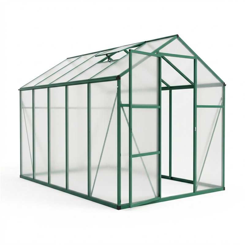 Serre en aluminium 6X10 pi, Vert, H 7,2 pi x l 6,1 pi x P 10,1 pi