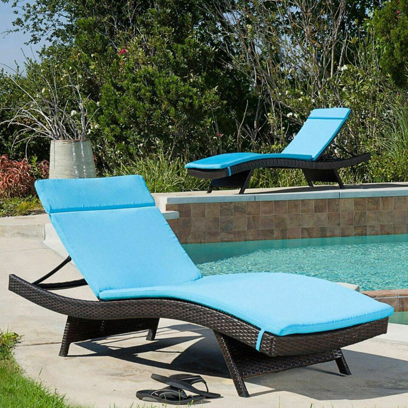 1Pcs Outdoor Chaise Lounge Cushion (Without Chaise Lounge), 1, Blue