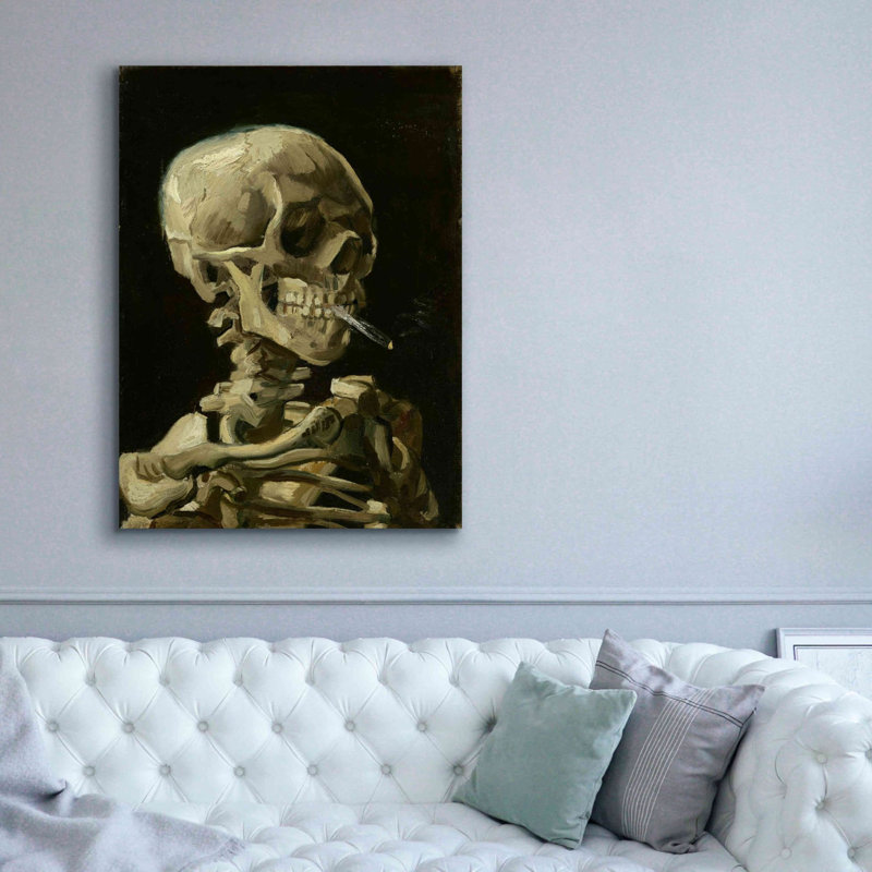 «Head of a Skeleton with a Burning Cigarette» par Vincent van Gogh, art mural sur toile, H 54 po x l 40 po