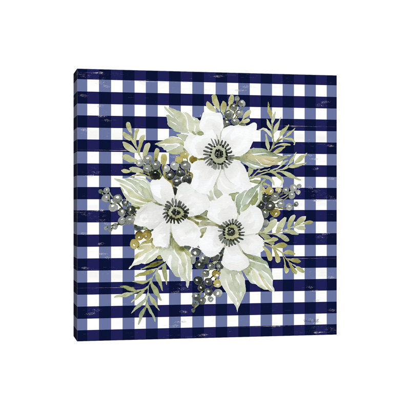 Navy Floral I by Cindy Jacobs - Print on Canvas, Wrapped Canvas, 30.48cm H x 30.48cm W x 1.91cm D