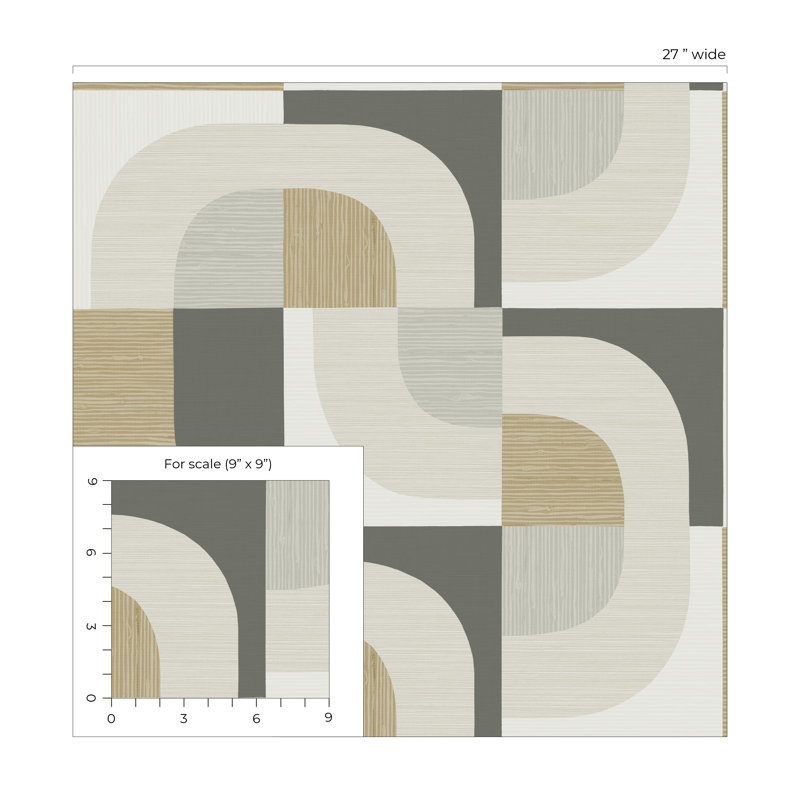 Papier peint Ivy Bronx Designs Tampere, Gris/beige