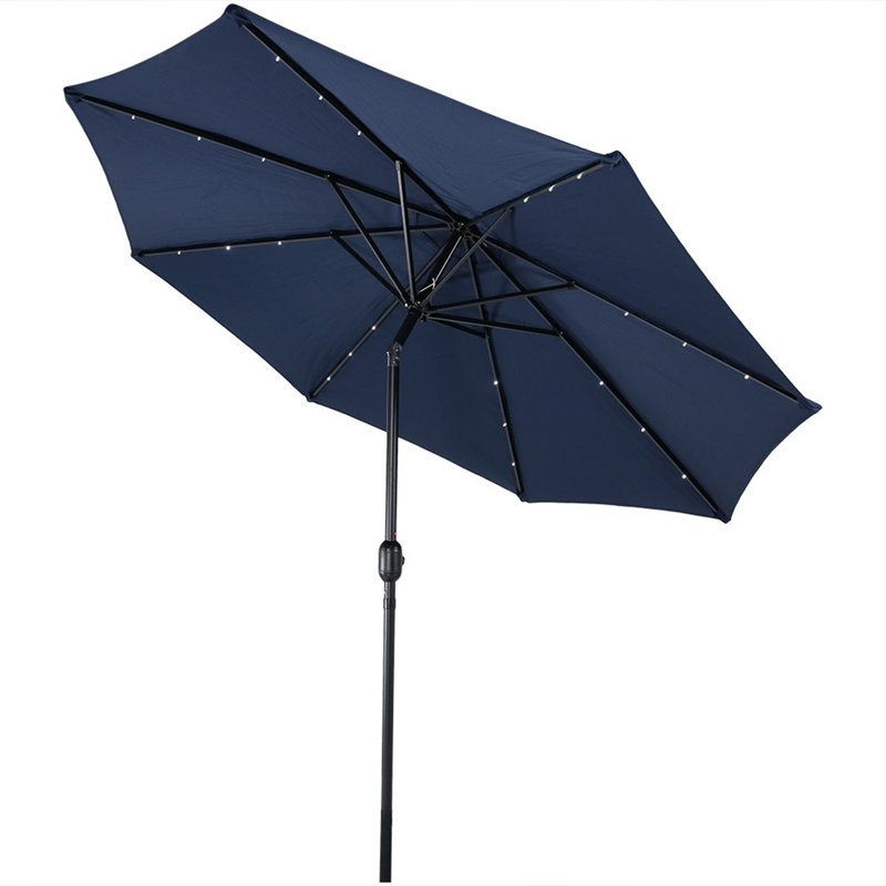 Parasol de marché 96 po avec DEL à énergie solaire Jericho - Bleu marine, Bleu marine