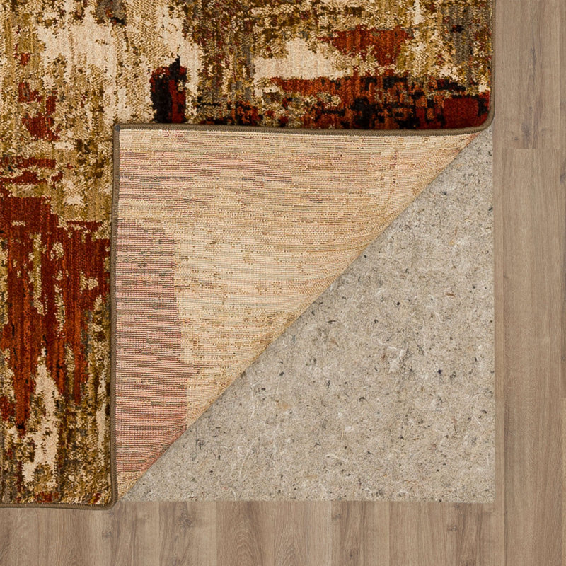 Treviso Gold Abstract 5'3" x 7'10" Machine-Woven Wool Blend Rug