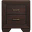 Table de chevet en cuivre foncé 2, idéale pour les meubles de chambre à coucher, les tiroirs doubles et la chambre à coucher rectangulaire de couleur brun riche, offrant beaucoup de rangement
