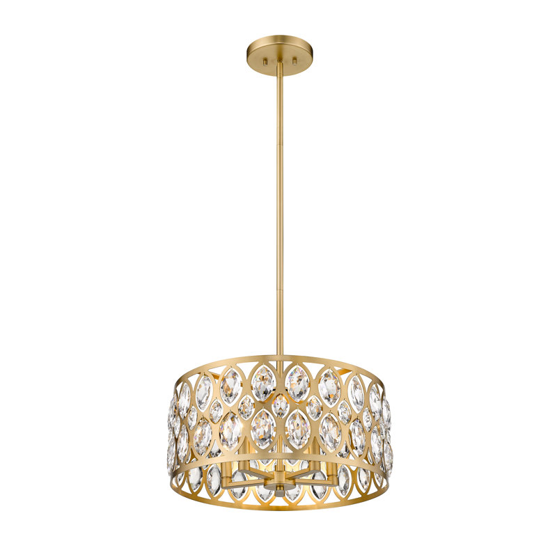 Lustre cylindrique unique à 5 lumières Delphina, Laiton antique, H 9 po x l 19,75 po x P 19,75 po