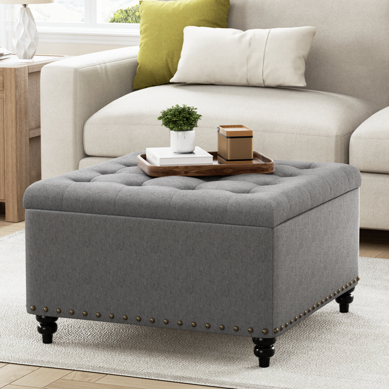 Aimee-Lea Upholstered Ottoman, Gray 100% Polyester