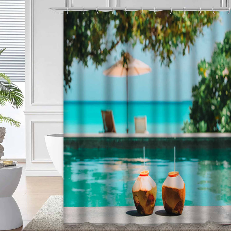 Deux boissons à la noix de coco sur la plage tropicale, L 72 po x l 72 po