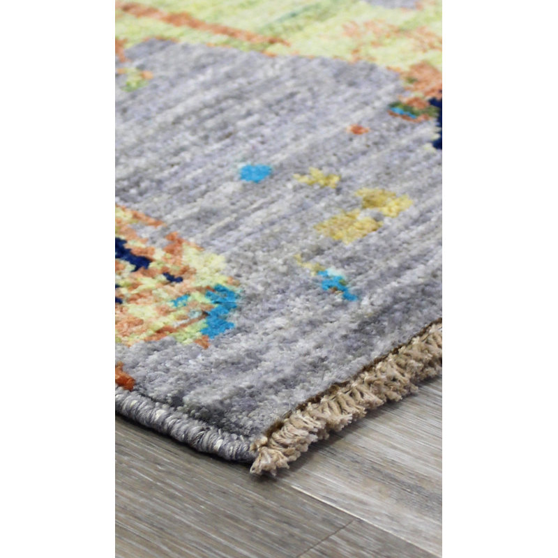 Collucci Abstract Area Rug in Gray/Turqouise/Silver/Beige, Rectangle 7'10" x 9'9"