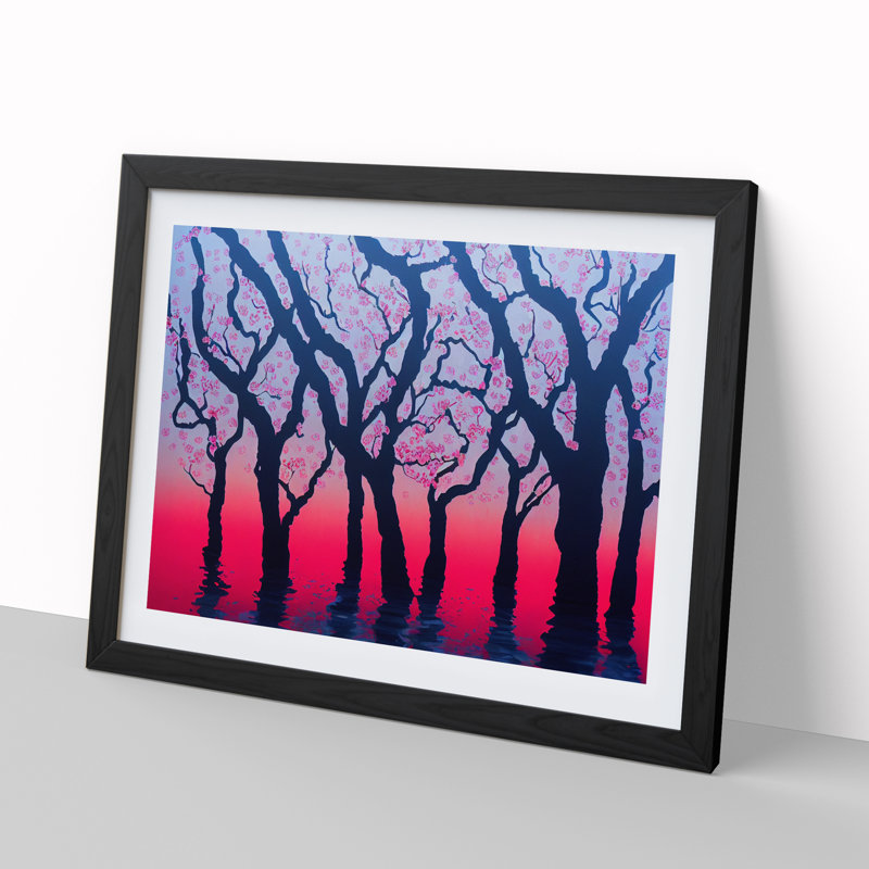 Cherry Blossom Tree View - Framed Print, Black, 46cm H x 64cm W x 2cm D