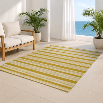 HorizontalStripes Beige Indoor and Outdoor Area Rug