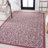 Deronte Vintage Filigree Textured Weave Light Gray/Fuchsia Indoor/Outdoor Rug-1196535046