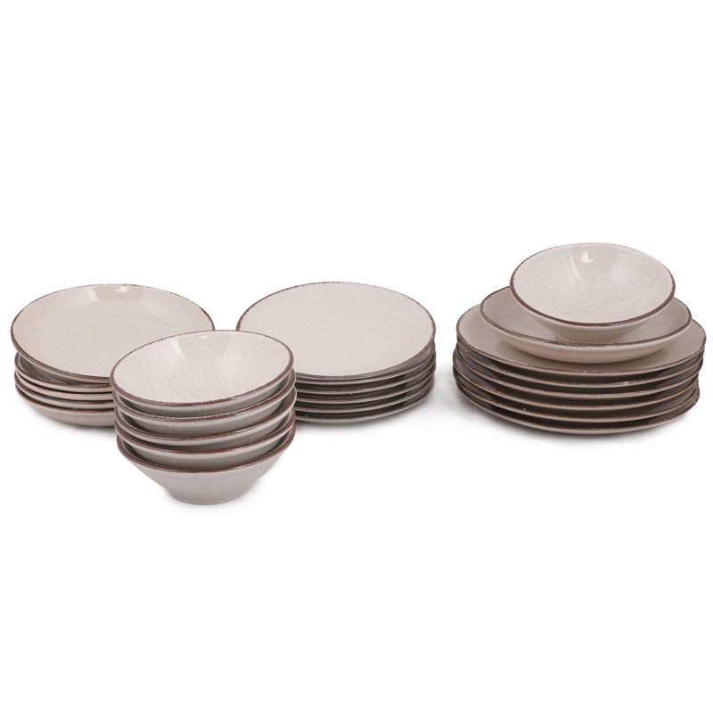 Walter 24 Piece Porcelain China Dinnerware Set - Service for 6, Cinnamon
