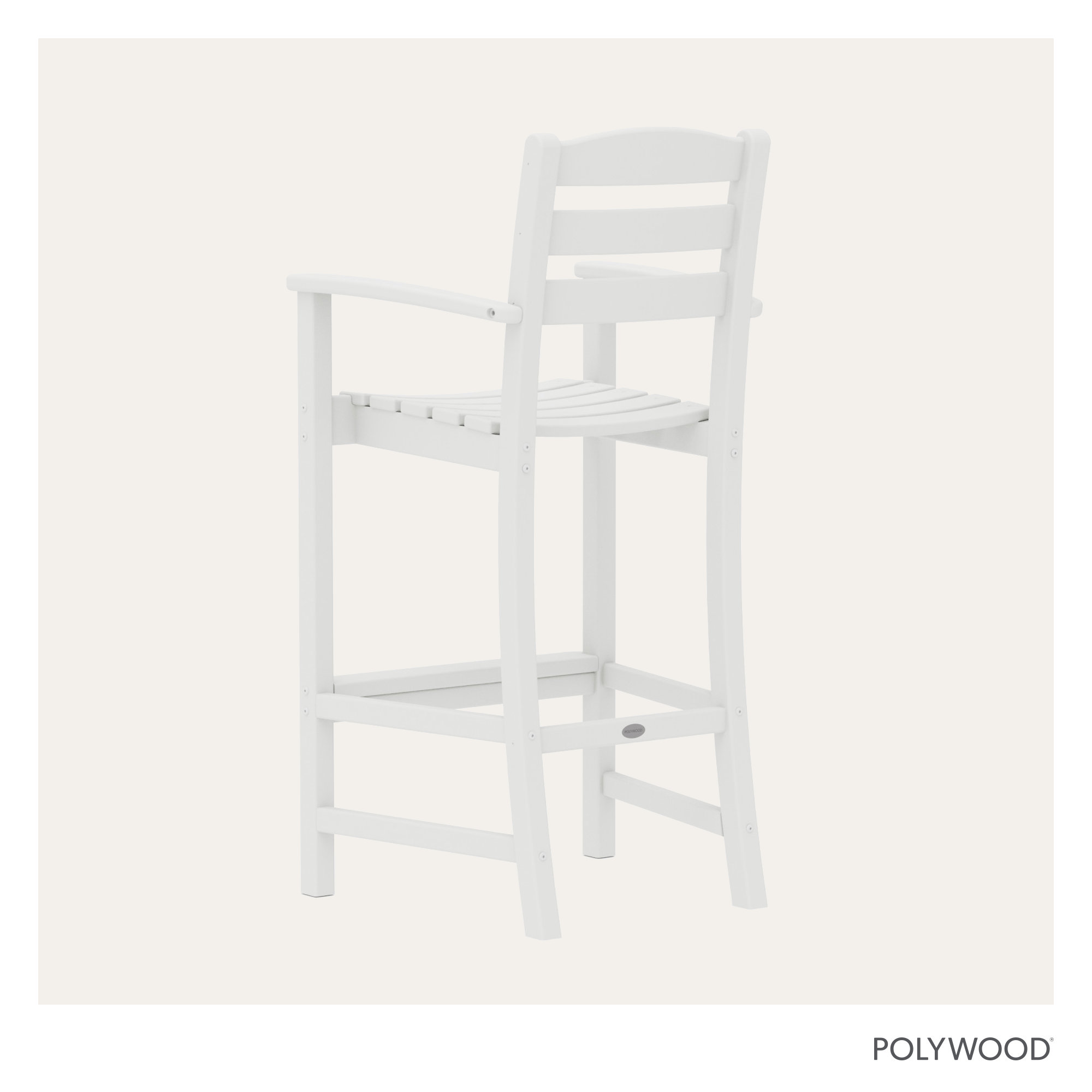 POLYWOOD La Casa Café Bar Arm Chair, White, Bar Stool (30.13" Seat Height)