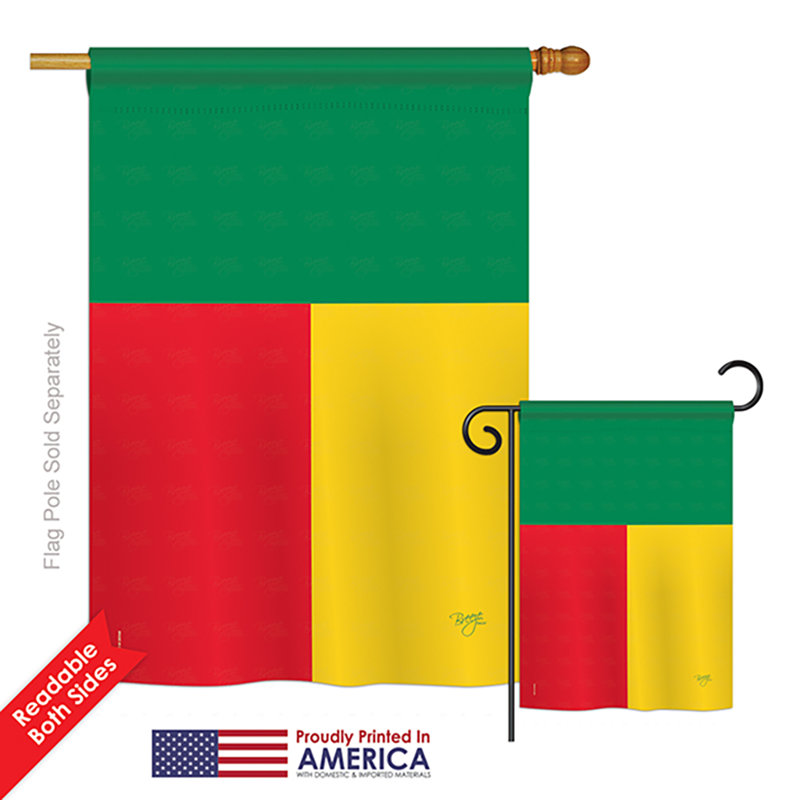 Drapeau de polyester vertical décoratif à 2 côtés bénin bénin du monde