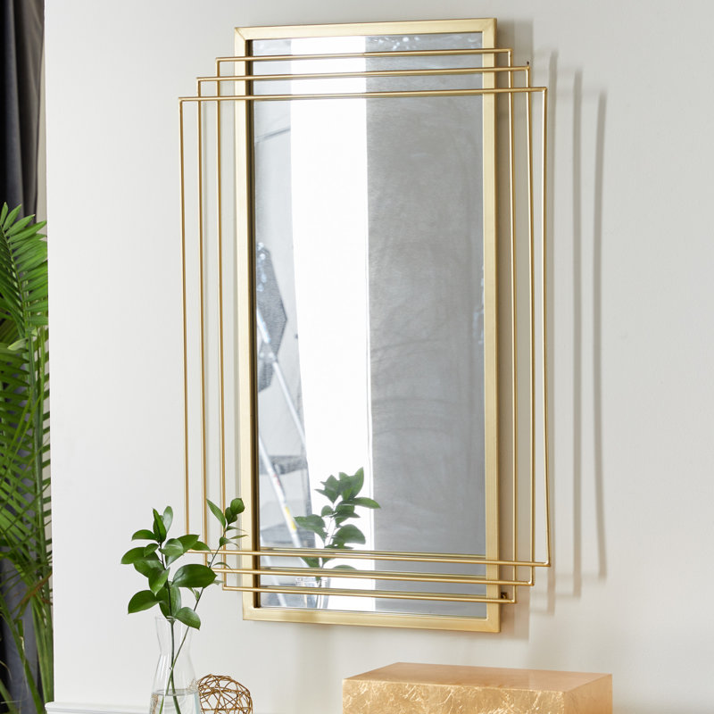 Elegant Rectangular Wood and Gold Dresser Wall Mirror 24" x 36"