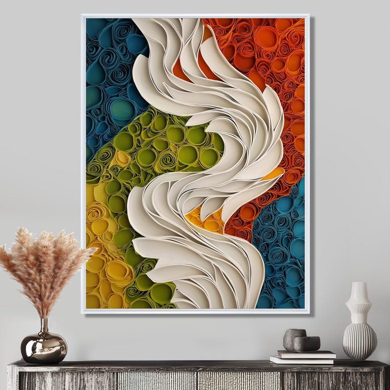 Oras Biomorphism Earth Rhythm In Chaos V - Abstraction lyrique, art mural, H 44 po x l 34 po, Blanc