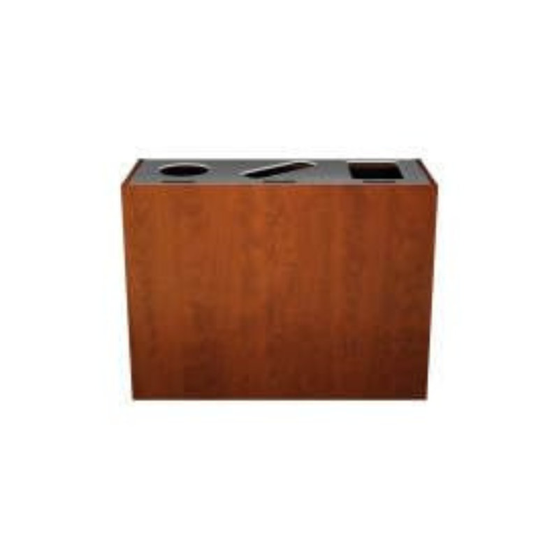 Poubelle de recyclage et de recyclage pour affaires commerciales avec finition en bois Sturdy Essentials Stratus Series