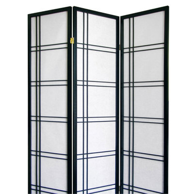 70" Tall 3-Panel Screen / Room Divider "Girard" with Black finish
