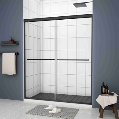Porte de douche coulissante en verre trempé 70 po H