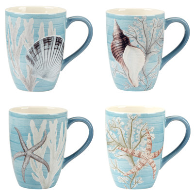 Beyond the Shore Set of 4 Mugs 5.875in x 3.75in x 5in 20 oz