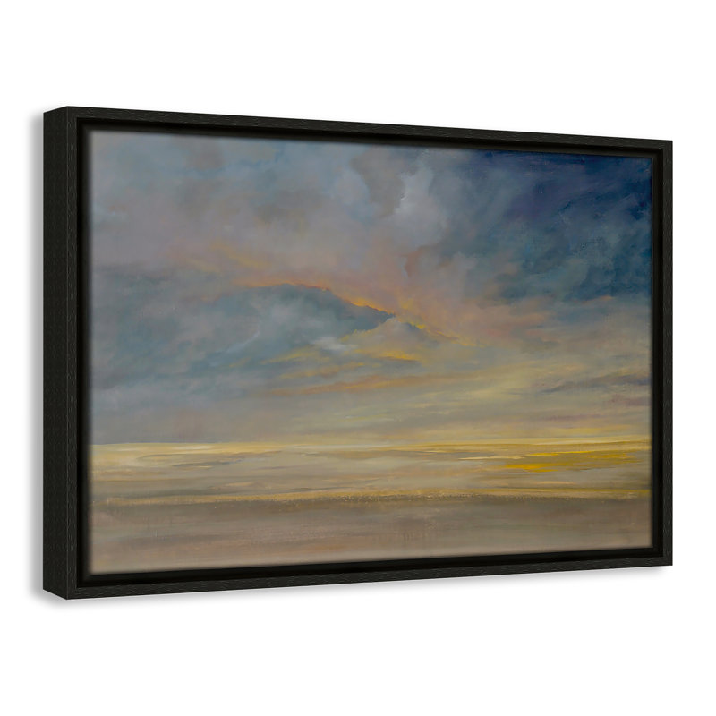 Saffi Dawning Unrest - Floater Frame Painting on Canvas, 13.5" H x 19.5" W, Black